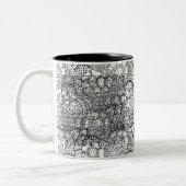 Blumengekritzel-Muster Zweifarbige Tasse (Links)