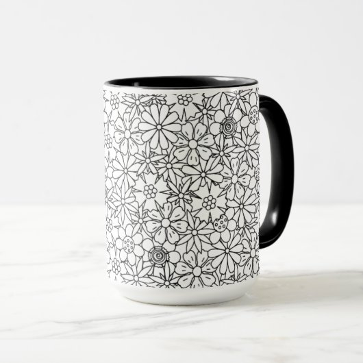 Blumengekritzel Tasse (VorderseiteRechts)