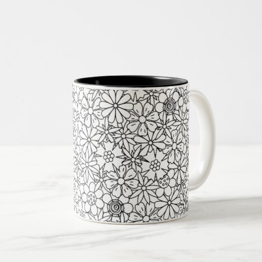 Blumengekritzel Zweifarbige Tasse (VorderseiteRechts)