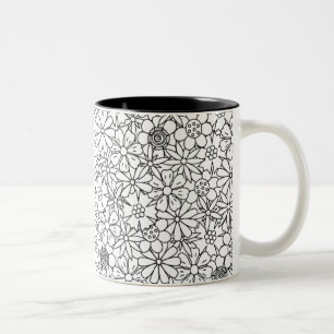 Blumengekritzel Zweifarbige Tasse