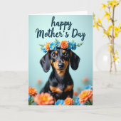 Blumengekrönte Hundekarte Karte (Gelbe Blume)