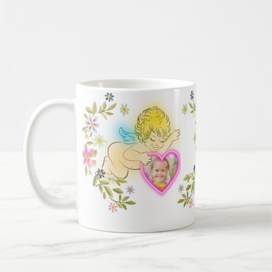 Blumengel Herz Form Foto Niedlich Kaffeetasse (Links)