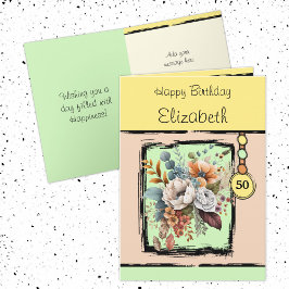 Blumengelb, 50. Geburtstag individuelle Name Karte