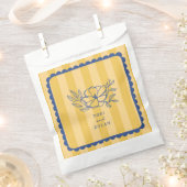 Blumengelb-Blauer Botanischer Streifen Hochzeit Geschenktütchen (Ausgeschnitten)