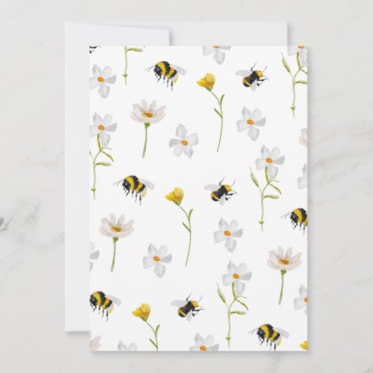 Blumengelb-Gender-Neutral-Honey-Baby-Dusche Einladung (Rückseite)