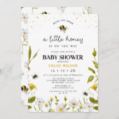 Blumengelb-Gender-Neutral-Honey-Baby-Dusche Einladung (Vorne/Hinten)
