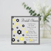 Blumengelb & Graue Brautdusche Einladung (Stehend Vorderseite)