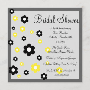 Blumengelb & Graue Brautdusche Einladung
