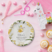 Blumengelb-grünes Tee Party Babyduschpapier Pappteller (Party)