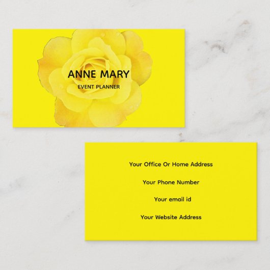 Blumengelb Moderner farbenfroher Veranstaltungspla Visitenkarte (Vorne/Hinten)
