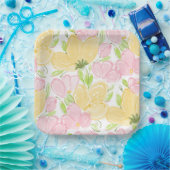 Blumengelb Rosa Wasserfarbe Geburtstagsdusche Pappteller (Party)