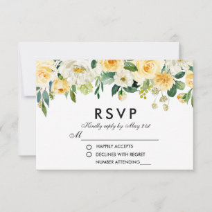 Blumengelb-UAWG Hochzeit RSVP Karte