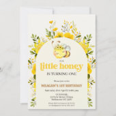 Blumengelb Unsere Honigbiene 1. Geburtstag Einladung (Vorderseite)