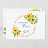 Blumengelb wird mein Blumenmädchen sein Einladung (Vorne/Hinten)