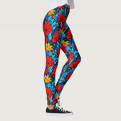 Blumengelbe Blumen Muster-13075 Leggings (Rechts)