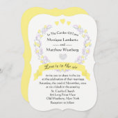 Blumengelbe Lila Blume Hochzeitskranz Einladung (Vorne/Hinten)