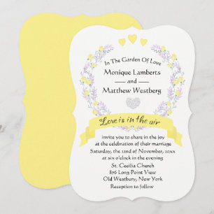 Blumengelbe Lila Blume Hochzeitskranz Einladung