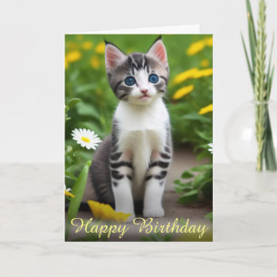 Blumengelbe Sereine Meadow Kitten Card Karte