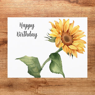 Blumengelbe Sonnenblume Happy Birthday Postkarte