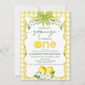 Blumengelbe Zitrone Unser Hauptpresse 1. Geburtsta Einladung (Vorderseite)