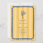 Blumengelber Streifen Hochzeit an der Grenze Einladung (Vorderseite)