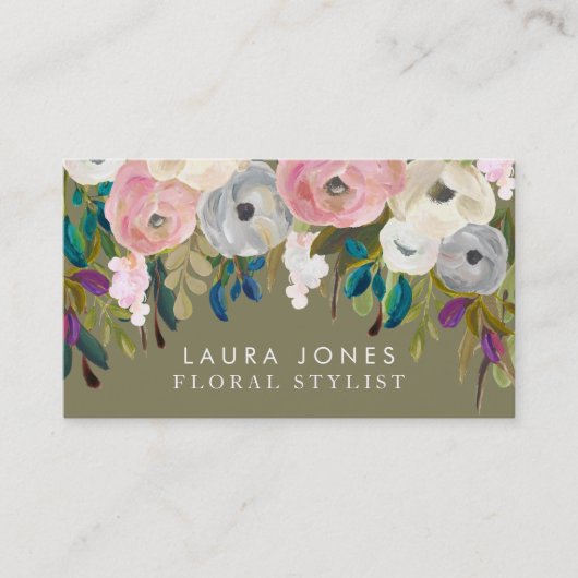 Blumengemälde Floristischer Stylist Business Cards Terminkarte (Vorderseite)