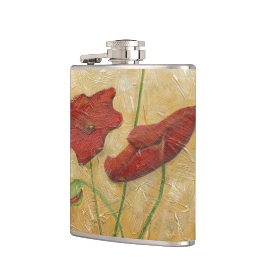 Blumengemälde mit sichtbarem Pinselstrich Flachmann (Links)