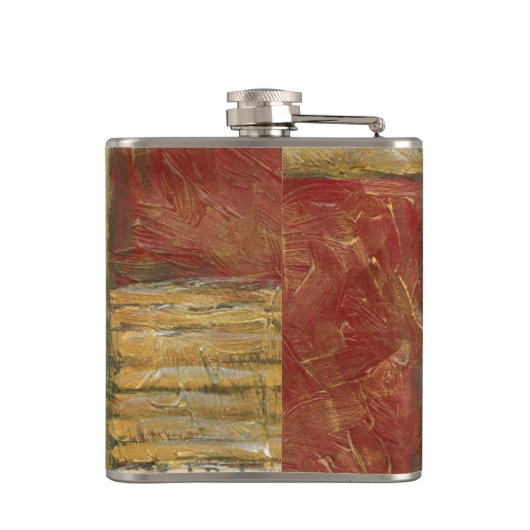 Blumengemälde mit sichtbarem Pinselstrich Flachmann (Rückseite)