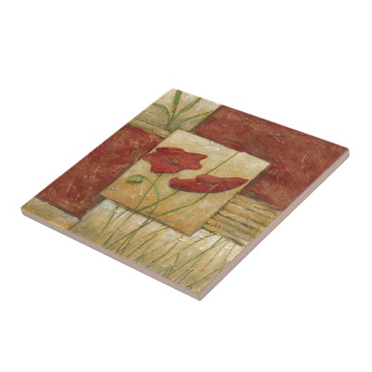 Blumengemälde mit sichtbarem Pinselstrich Fliese (Seite)