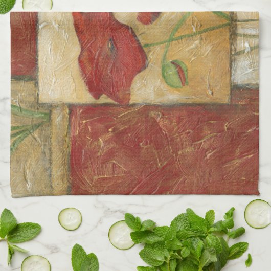 Blumengemälde mit sichtbarem Pinselstrich Handtuch (Gefaltet)