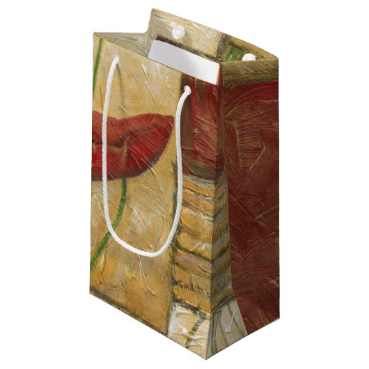 Blumengemälde mit sichtbarem Pinselstrich Kleine Geschenktüte (Vorderseite Schrägansicht)