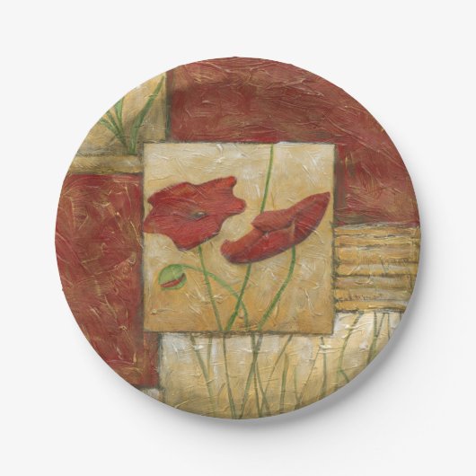 Blumengemälde mit sichtbarem Pinselstrich Pappteller (Vorderseite)
