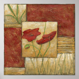 Blumengemälde mit sichtbarem Pinselstrich Poster