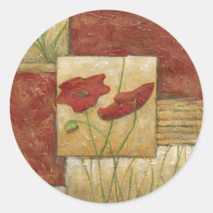 Blumengemälde mit sichtbarem Pinselstrich Runder Aufkleber