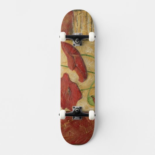Blumengemälde mit sichtbarem Pinselstrich Skateboard (Vorderseite)