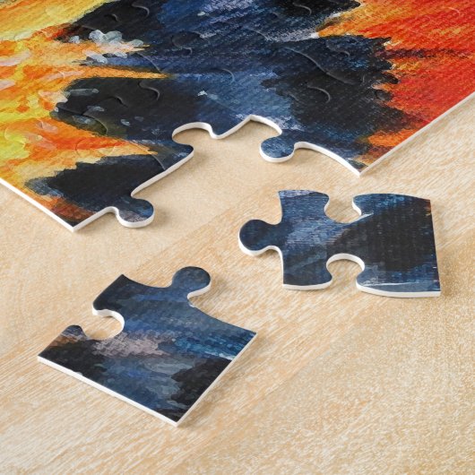 Blumengemälde Orange-Blätter Puzzle (Seite)