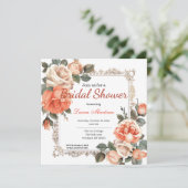 Blumengemälde orange Brautdusche Einladung (Stehend Vorderseite)