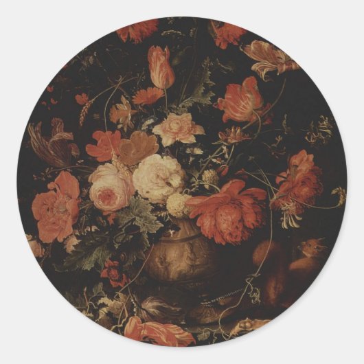 Blumengemälde von Abraham Mignon Runder Aufkleber (Vorderseite)