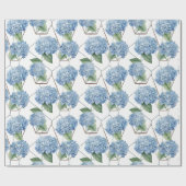 Blumengeometrie - Blaue und weiße Hydrangeas Geschenkpapier (Flach)