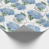 Blumengeometrie - Blaue und weiße Hydrangeas Geschenkpapier (Ecke)