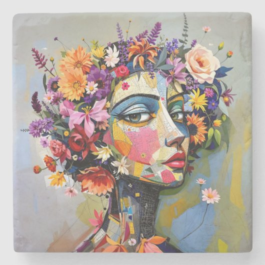 "Blumengeometrie" - Ein botanisches Portrait Steinuntersetzer (Vorderseite)