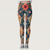 Blumengeometrie: Lebhafte, von der KI generierte L Leggings (Vorderseite)