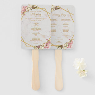 Blumengeometrie-Marble-Gold-Orchid-Hochzeitsprogra Fächer
