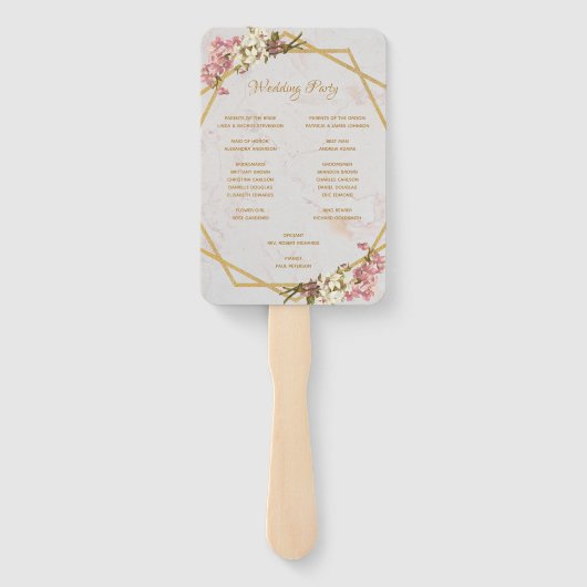 Blumengeometrie-Marble-Gold-Orchid-Hochzeitsprogra Fächer (Rückseite)