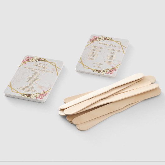 Blumengeometrie-Marble-Gold-Orchid-Hochzeitsprogra Fächer (Non-assembled)