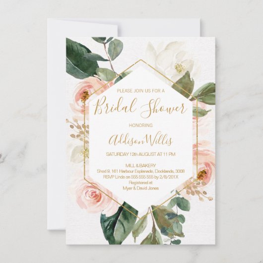 Blumengeometrische Brautdusche Einladung (Vorderseite)