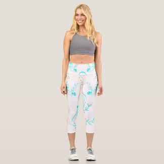 Blumengeometrische Gradienten-Hochtaillen-Capris Capri Leggings