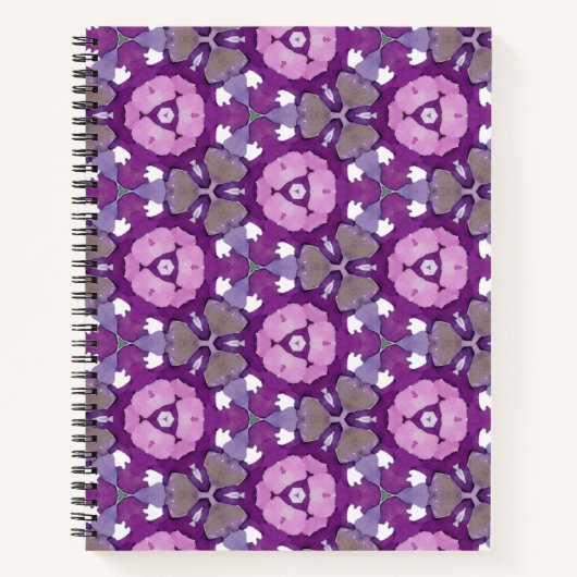 Blumengeometrisches Notebook - Lila und rosa Notizblock (Vorderseite)