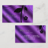 Blumengeschäfts-Karten-metallischer lila Satin Visitenkarte (Vorne/Hinten)
