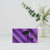Blumengeschäfts-Karten-metallischer lila Satin Visitenkarte (Stehend Vorderseite)